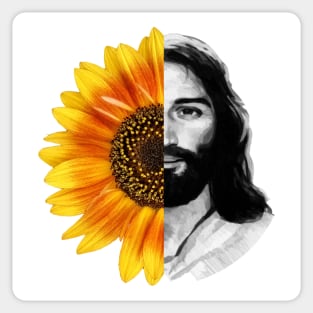 Jesus Christ Sunflower Christian God Faith Flower Sticker